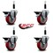 Service Caster 4'' Red Poly Swivel 7/8'' Expanding Stem Caster Set with Brake, 4PK SCC-EX20S414-PPUB-RED-PLB-78-4 - alternate 3